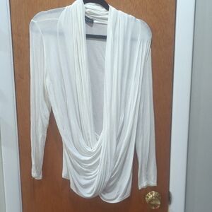 White House Black Market White Drape Top
